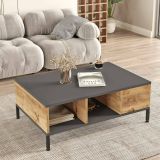 Tavolino soggiorno rettangolare quercia e antracite 90x60x33h cm - Lemie