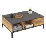 Tavolino soggiorno rettangolare quercia e antracite 90x60x33h cm - Lemie