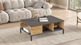 Tavolino soggiorno rettangolare quercia e antracite 90x60x33h cm - Lemie