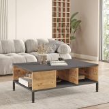 Tavolino soggiorno rettangolare quercia e antracite 90x60x33h cm - Lemie