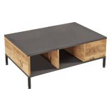 Tavolino soggiorno rettangolare quercia e antracite 90x60x33h cm - Lemie