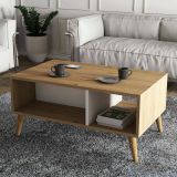 Tavolino soggiorno rettangolare quercia e bianco 90x41x54h cm - Basilica