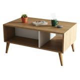 Tavolino soggiorno rettangolare quercia e bianco 90x41x54h cm - Basilica