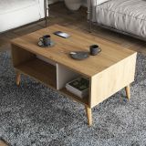 Tavolino soggiorno rettangolare quercia e bianco 90x41x54h cm - Basilica