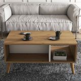 Tavolino soggiorno rettangolare quercia e bianco 90x41x54h cm - Basilica