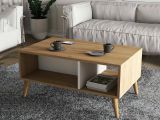 Tavolino soggiorno rettangolare quercia e bianco 90x41x54h cm - Basilica