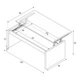 Tavolino soggiorno rettangolare rovere 102x43x50h cm contenitore - Adrina