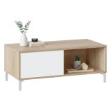 Tavolino soggiorno rettangolare rovere e bianco 100x40x50h cm impermeabile - Axinia