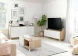 Tavolino soggiorno rettangolare rovere e bianco 100x40x50h cm impermeabile - Axinia