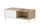 Tavolino soggiorno rettangolare rovere e bianco 100x40x50h cm impermeabile - Axinia