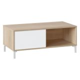 Tavolino soggiorno rettangolare rovere e bianco 100x40x50h cm impermeabile - Axinia