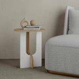 Tavolino soggiorno rettangolare rovere e bianco 40x40x47h cm - Bret