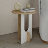 Tavolino soggiorno rettangolare rovere e bianco 40x40x47h cm - Bret