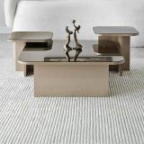 Tavolino soggiorno rettangolare tortora e fume 80x80x40h cm modulare - Nuummite
