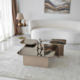 Tavolino soggiorno rettangolare tortora e fume 80x80x40h cm modulare - Nuummite