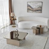 Tavolino soggiorno rettangolare tortora e fume 80x80x40h cm modulare - Nuummite