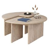 Tavolino soggiorno rotondo beige 90x90x41h cm - Tairn