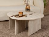 Tavolino soggiorno rotondo beige 90x90x41h cm - Tairn