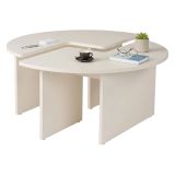 Tavolino soggiorno rotondo bianco larice 90x90x41h cm - Tairn