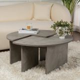 Tavolino soggiorno rotondo grigio 90x90x41h cm - Tairn
