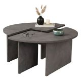 Tavolino soggiorno rotondo grigio 90x90x41h cm - Tairn