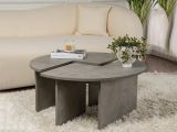 Tavolino soggiorno rotondo grigio 90x90x41h cm - Tairn