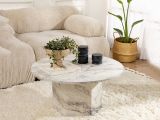 Tavolino soggiorno rotondo marmo 80x80x40h cm - Ridoc