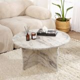 Tavolino soggiorno rotondo marmo 80x80x45h cm - Tamlin