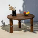 Tavolino soggiorno rotondo noce 70x70x40h cm - Victorien