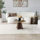 Tavolino soggiorno rotondo oro e noce 60x60x40h cm - Armanda