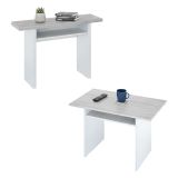 Tavolo allungabile 2-4 posti 120x35cm bianco e cemento - Arila