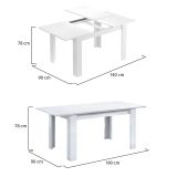 Tavolo allungabile 6-8 posti 140-190x90cm bianco - Abudula