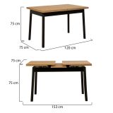 Tavolo allungabile 6-8 posti 153x75cm nero - Rodello