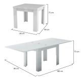 Tavolo allungabile 6-8 posti 90x90cm bianco lucido - Airin