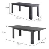 Tavolo allungabile 8-10 posti 140-190x90cm ardesia - Arizon