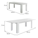 Tavolo allungabile 8-10 posti 140-190x90cm bianco anticato - Arizon