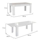 Tavolo allungabile 8-10 posti 140-190x90cm bianco lucido - Arizon