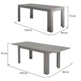 Tavolo allungabile 8-10 posti 140-190x90cm cemento - Arizon