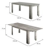 Tavolo allungabile 8-10 posti 140-190x90cm grigio - Arizon