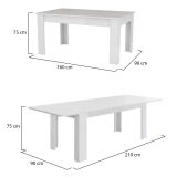 Tavolo allungabile 8-12 posti 160-210x90cm bianco lucido -Agenore