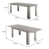 Tavolo allungabile 8-12 posti 160-210x90cm cemento - Agenore