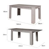 Tavolo allungabile Albatera, Consolle allungabile, Tavolo da pranzo allungabile, Consolle estensibile da cucina, 160-220x88h75 cm, Cemento