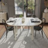 Tavolo Allungabile Beige 6 Posti Allungabile 100x80x76h cm, Meccanismo Estensione Allunga Centrale - Liriteda