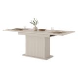 Tavolo Allungabile Beige 8 Posti Allungabile 160x90x75h cm, Meccanismo Estensione Allunga Centrale - Kariteni