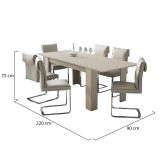 Tavolo Allungabile Beige Allungabile Meccanismo Estensione Allunga Centrale 220x90x75h cm, Lunghezza Massima 220 cm - Campora