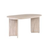 Tavolo Allungabile Beige Marmo 6 Posti Allungabile 160x90x75h cm, Meccanismo Estensione Allunga Centrale - Noba