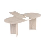 Tavolo Allungabile Beige Marmo 6 Posti Allungabile 160x90x75h cm, Meccanismo Estensione Allunga Centrale - Noba