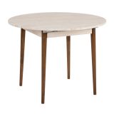 Tavolo Allungabile Beige Marmo Marrone Noce 6 Posti Allungabile 100x100x75h cm, Meccanismo Estensione Allunga Centrale - Bee