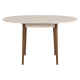 Tavolo Allungabile Beige Marmo Marrone Noce 6 Posti Allungabile 100x100x75h cm, Meccanismo Estensione Allunga Centrale - Bee