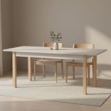 Tavolo Allungabile Beige Marrone Rovere 8 Posti Allungabile 160x80x77h cm, - Bulzi